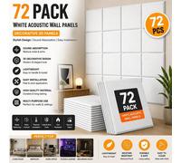 ATEK 72 Pack Sound Proofing Panels Self-adhesive Square Acoustic Wall Panel in White Atek White
