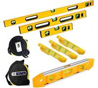 ATEK 8 Pcs Magnetic Alloy Spirit Level Set With Torpedo Level, Measuring Tape, String Lines & 45, 90 & 180 Degree Bubble Levels For Diy