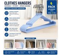 ATEK 80Pcs Rubber Coated Metal Hangers Heavy Duty Space Saving Organiser Clothes Hangers For Wardrobes Coat Rack Rails