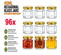 Atek 96 Pack 45Ml 1.5Oz Hexagonal Glass Jars With Gold Lids Mini Honey Jam Jars