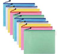 ATEK A5 Plastic Wallet, 10Pcs A5 Folder, Mesh Zipper Pouch, Waterproof Document Wallet, File Wallets For School, Office, Travel Storage