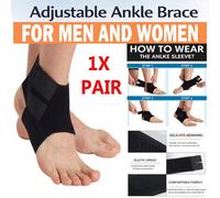 ATEK Adjustable Compression Ankle Brace 1X Pair Foot Support Wrap Sprains Arthritis Plantar Fasciitis Achilles Tendonitis One Size