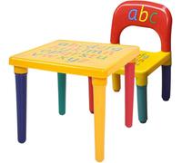 ATEK Alphabet Kids Plastic Table Set - Kids Table & Chair Sets 3-7 Year Old Toddler Children Table And Chair Set