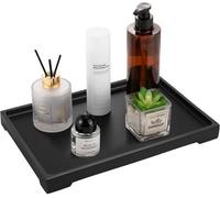 ATEK Bathroom Resin Tray Black Decorative Vanity Rectangle Countertop Organizer Storage Cosmetic Perfume Jewelry Soap Candle Plant