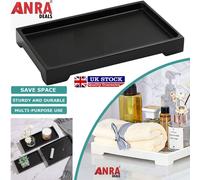 ATEK Bathroom Vanity Tray, Resin Dresser Jewelry Ring Dish Tank Storage Kitchen Sink Countertop Organiser Plate Holder for Candles Soap in Black Atek Black