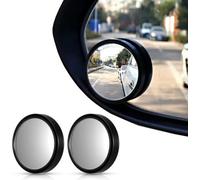 ATEK Blind Spot Mirrors 2 Pack Fixed, Waterproof & Round Frameless Fixed Base Convex Rear View Mirror, Hd Glass Wing Mirror Blindspot U