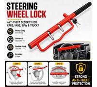 ATEK Car Steering Wheel Lock Anti Crook Vehicle Loocking Device High Visibility Red Heavy Duty Universal Fit Cars Jeeps Suv Trucks