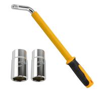 ATEK Car Wheel Brace, Universal Expendable Handle Wheel Wrench Reversible Socket 17mm, 19mm, 21mm & 23mm Lugs Tyre Nut Telescopic Wrench Emergency Car Breakdown Fits Standard Vehicles (Yellow)