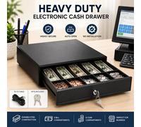 ATEK Cash Drawer For Pos Systems, Heavy-Duty Metal Cash Till With Key Lock, Notes And Coins Compartments For Retail Shop