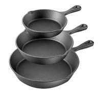 ATEK Cast Iron Frying Pan Set,3Pcs Skillet Pan Set 6,8,10 Inch Black