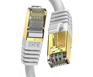 ATEK Cat 8 Ethernet Cable, 1.5m High Speed 40Gbps 2000MHz LAN Network Cable RJ45 Shielded S/FTP Internet Patch Cord for Router, Modem, Gaming PC, Laptop, PS5, Xbox (White)