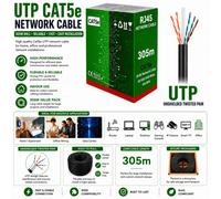 ATEK Cat5E 305M Ethernet Cable Foil Shielded Twisted Bulk Network Wire 10Gbps High Speed Gigabit Internet Network Cable (Black)