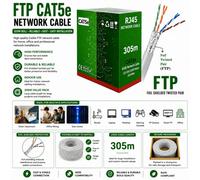 ATEK Cat5E 305M Ethernet Cable Ftp Foil Shielded Twisted Bulk Network Wire 1000 Mbps High Speed Gigabit Internet Network Cable (Grey)