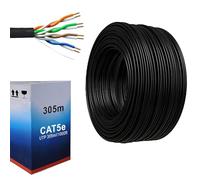 ATEK CAT5e Outdoor Ethernet Cable 305m - Black LAN Network Cable Reel | High-Speed 4-Pair Data & ADSL Cable, RJ45 Compatible, Durable External Internet Cable in Pull Box for CCTV, Home & Office