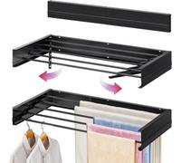 ATEK Clothes Airer Indoor Outdoor Wall-Mounted Retractable Airer Foldable Laundry Drying Rack With 5 Rods 100Cm Easy Installation