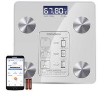 ATEK Digital Smart Body Weight Scale App & Bluetooth High Precision Body Fat Composition Data Analyzes Track BMI LCD Display Scales in White Atek White