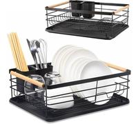 ATEK Dish Drainer Rack Black Removable Drip Tray Large Capacity Dish Drying Atek Black