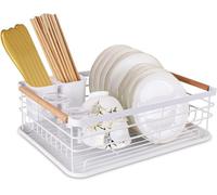 ATEK Dish Drainer Rack Modern Design Drip Tray Plate, Cutlery, Pots And Drying Rack For Kitchen Removable