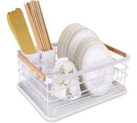 ATEK Dish Drainers Rack Large Dish Drying Rack Removable Drip Tray Tier in White Atek White