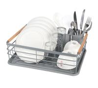 ATEK Dish Drying Rack, Rustproof Dish Washing Rack Dishes with Detachable Drip Tray Plate, Stainless Steel Kitchen Drainer Rack for Plate, Cutlery, Pots for Kitchen Countertop, Cabinet, Black