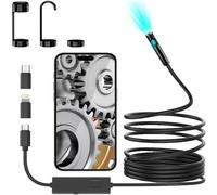 ATEK Dual Lens Endoscope Camera, 1920 HD Endoscope Inspection Camera with 8 LED Light, 5m/16.4ft Flexible Borescope Camera, IP67 in Black Atek Black