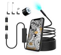 ATEK Endoscope Inspection Camera Only Android 1920 HD Endoscope Camera with 8 LED Light 5m/16.4ft Flexible Borescope Camera IP67 Waterproof Semi-Rigid Snake Cameras for Android