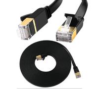 ATEK Flat Cat8 Ethernet Cable 1M Black, Rj45 High Speed 40Gbps 2000Mhz Shielded Lan Network Cable For Router, Pc, Gaming, And Broadband
