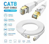 ATEK Flat Cat8 Ethernet Cable 2M, Rj45 High Speed 40Gbps 2000Mhz Shielded Lan Network Cable For Router, Pc, Gaming And Broadband