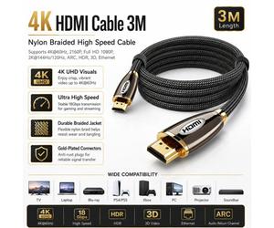 ATEK Hdmicable 3M, High Speed Hdmi Cable 4K, 2.0 Braided Goldplatedhdmilead Support4K, 2160P, 3D Hdtv Uhd Compatible With Hdtv, X Box,