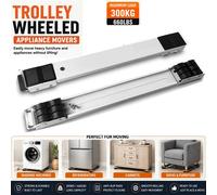ATEK Heavy Duty Appliance Rollers, White Adjustable Furniture Moving Roller Wheels with Brake 300kg for Fridge Washing Machine Dryer Atek White