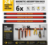 ATEK Heavy Duty Magnetic Tool Bar Storage Holder Rack 6 Pack 60Cm / 24" Inch Space-Saving Garage Wall Tools Strip Racks Organizer