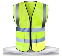 ATEK Hi Vis Vest, High Visibility Reflective Vest for Men & Women with Pockets & Zipper, Night Security Vests for Outdoor, Running, Walking, Motor, Bicycle (XL)