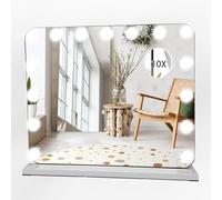 ATEK Hollywood Vanity Mirror with Lights, 58×45cm Lighted Makeup Mirror with 15 Dimmable Bulbs 3 Lighting Modes Touch Screen Control Tabletop and Wall Mounted Mirror for Bedroom