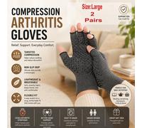 ATEK Large Fingerless Compression Arthritis Gloves Pair Of 2 Men Women Pain Relief Symptoms Glove Rheumatoid Osteoarthritis Raynauds