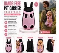 Atek Large Pet Carrier Backpack Legs Out Dog Cat Puppy Travel Bag Pink