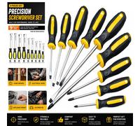 ATEK Magnetic Screwdriver Set 9 Pcs, Heavy Duty Chrome Vanadium Steel Soft Grip Insulated Handle Philips Slotted Pozi Flat Screwdrivers in Black Atek Black
