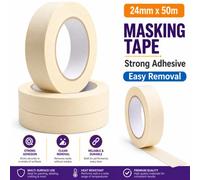 ATEK Masking Tape Rolls (24mm X 50M) 1 Pack Premium Quality Strong Adhesive Easy Removal No Residue Painting Decorating Crafts Tapes