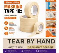 ATEK Masking Tape Rolls (24mm X 50M) 10 Pack Premium Quality Strong Adhesive Easy Removal No Residue Painting Decorating Crafts Tapes