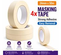ATEK Masking Tape Rolls (24mm X 50M) 4 Pack Premium Quality Strong Adhesive Easy Removal No Residue Painting Decorating Crafts Tapes