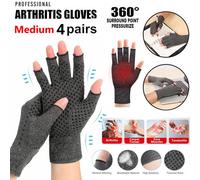 ATEK Medium Fingerless Compression Arthritis Gloves Pair Of 4 Men Women Pain Relief Symptoms Glove Rheumatoid Osteoarthritis Raynauds
