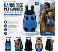 Atek Medium Pet Carrier Backpack Legs Out Dog Cat Puppy Travel Bag Blue