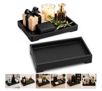 Atek Medium Resin Vanity Serving Tray Bathroom Organiser Black