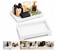 Atek Medium Resin Vanity Serving Tray Bathroom Organiser White