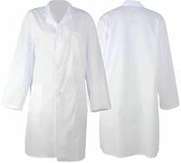ATEK Medium White Lab Coat - Durable Polyester Cotton Blend, Multiple Pockets, Safety Closure Buttons - Ideal for Medical, Scientific, and Food Industry Professionals (Double Extra Large)