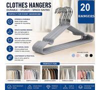 ATEK Metal Clothes Hangers 20 Pack Grey Heavy Duty Space Saving Non Slip Rubber Coated Organizer Hanger For Coat Jacket Shirts Suits Atek Grey