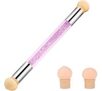 ATEK Nail Sponge Tool Double Ended Nail Art Sponge Brush and Dotting Pen for Gradient Nails Glitter Ombre Effects UV Gel and Acrylic Nails Purple