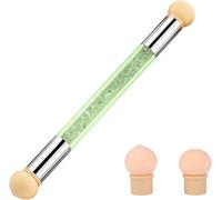 ATEK Nail Sponges for Ombre, Double Head Sponge Nail Art Brush with Crystal Handle & 4 Replacement Heads, Gradient Nail Sponge for Smooth Color Blending, UV Gel & DIY Manicure