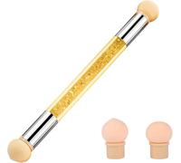 ATEK Nail Sponges for Ombre, Double Head Sponge Nail Art Brush with Crystal Handle & 4 Replacement Heads, Gradient Nail Sponge for Smooth Color Blending, UV Gel & DIY Manicure