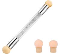 ATEK Nail Sponges for Ombre, Double Head Sponge Nail Art Brush with Crystal Handle & 4 Replacement Heads, Gradient Nail Sponge for Smooth Color Blending, UV Gel & DIY Manicure