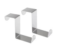 ATEK Pack of 2 Over Cupboard Door Hooks Stainless Steel Over Door Hook for Bathroom Kitchen Bedroom & Office Over Cupboard and Drawer Hooks for Hanging Clothes Towels & Kitchen Essentials (Small)